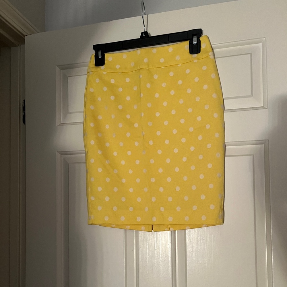 Ann Taylor Yellow Polka Dot Pencil Skirt
